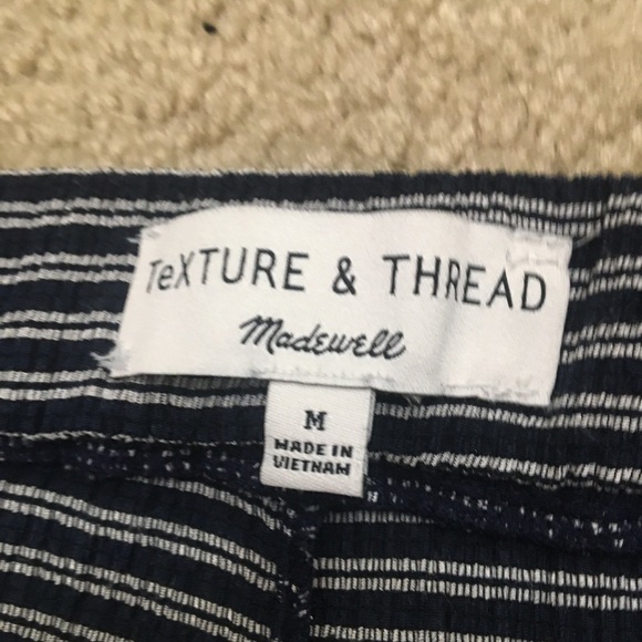 Madewell Texture & Thread High Rise Pull-On Pants Stripe Elastic Wide Leg Blue M - Picture 7 of 12